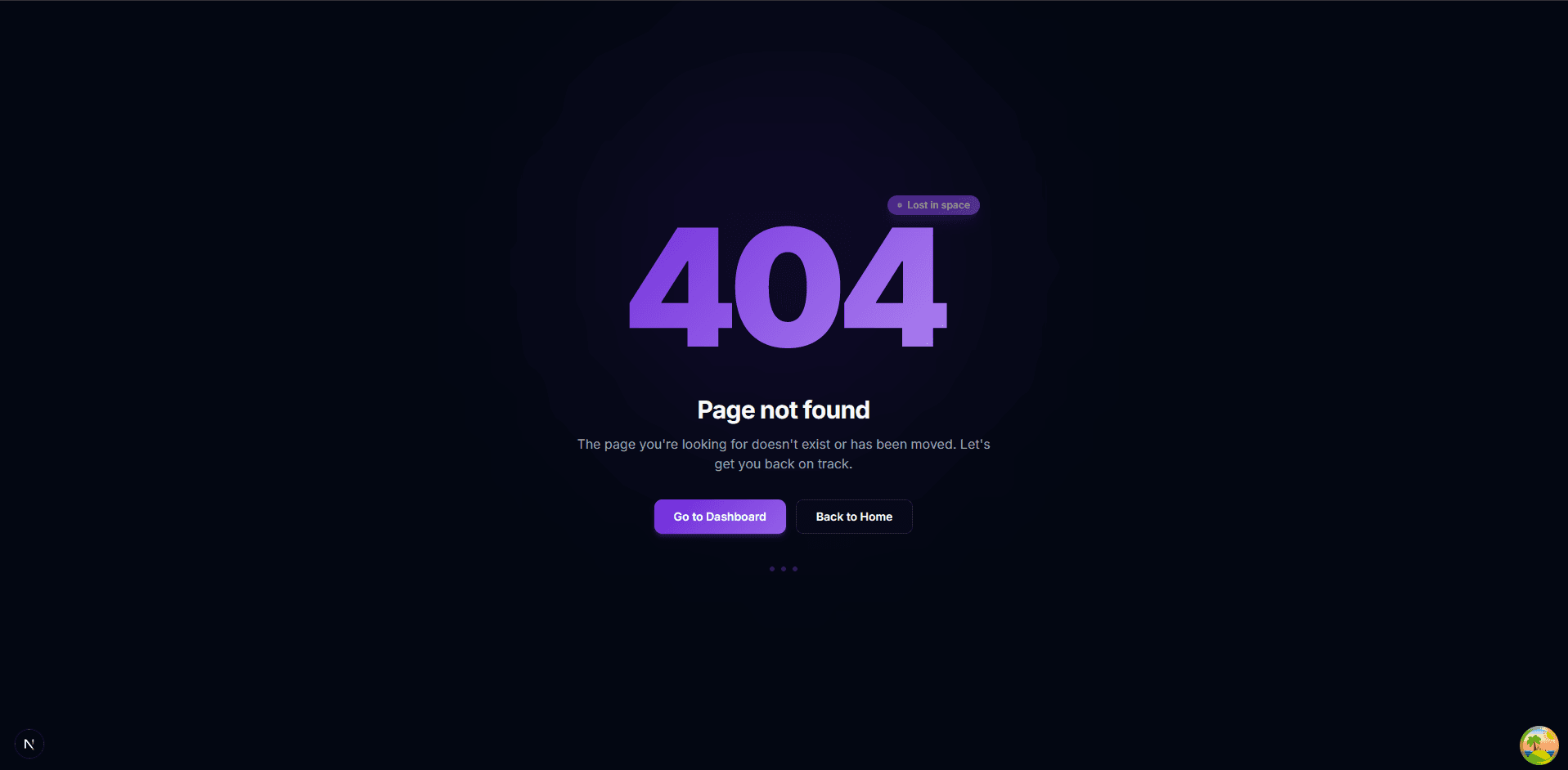 Custom 404 not-found page.