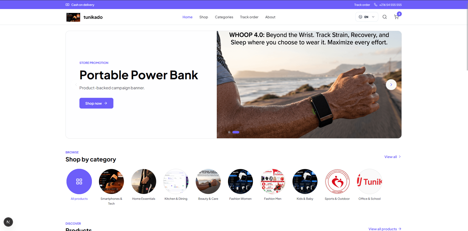 Live public storefront homepage for a merchant shop on sity.tn.